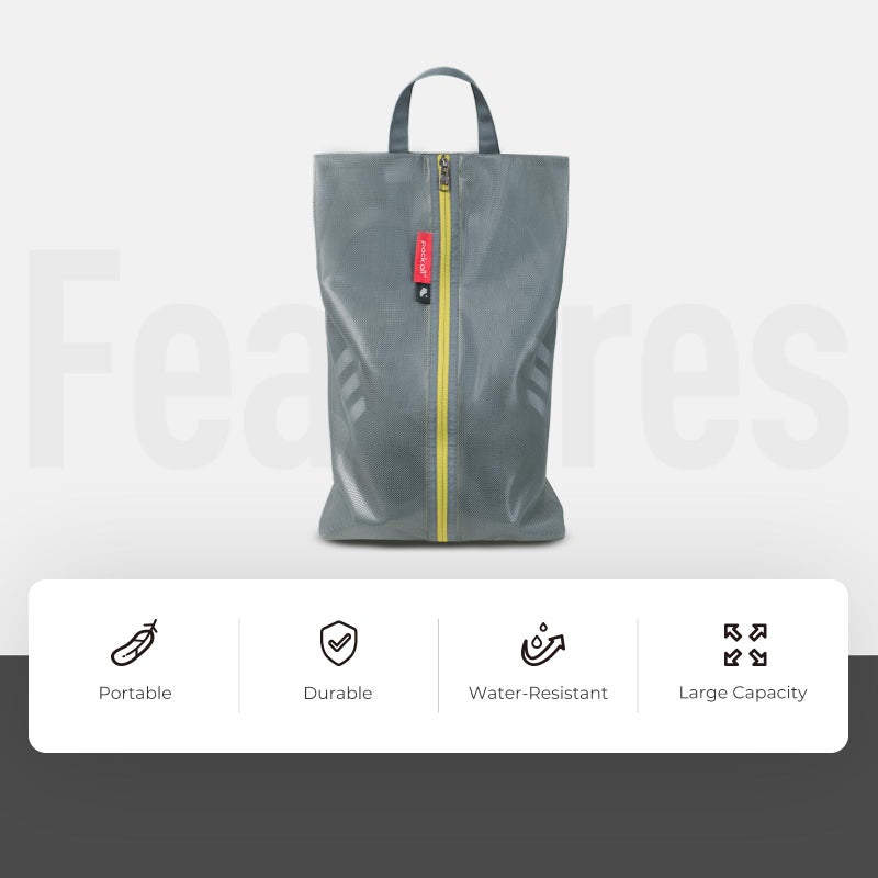 pack all Plus-Sized Shoe Bag for Travel, Water-Resistant Shoe Pouch for Gym, Odor-Resistant Soccer Cleats Bag for Sport (Grey, 1-Pack) - Image 3